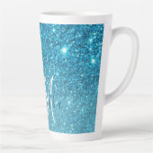 Modern Blue Glitter Sparkles Personalized Name Latte Mok (Rechts)