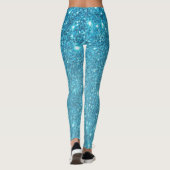 Modern Blue Glitter Sparkles Personalized Name Leggings (Achterkant)