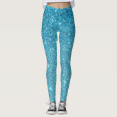 Modern Blue Glitter Sparkles Personalized Name Leggings (Voorkant)