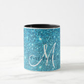 Modern Blue Glitter Sparkles Personalized Name Mok (Midden)