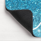 Modern Blue Glitter Sparkles Personalized Name Muismat (Hoek)