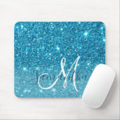Modern Blue Glitter Sparkles Personalized Name Muismat (Met muis)