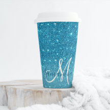 Modern Blue Glitter Sparkles Personalized Name