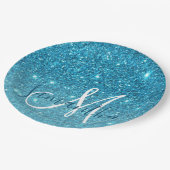 Modern Blue Glitter Sparkles Personalized Name Papieren Bordje (Gekanteld)