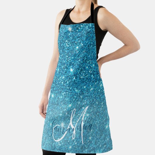 Modern Blue Glitter Sparkles Personalized Name Schort (Insitu)