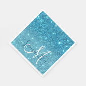 Modern Blue Glitter Sparkles Personalized Name Servet (Hoek)