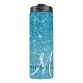 Modern Blue Glitter Sparkles Personalized Name Thermosbeker (Voorkant)