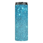 Modern Blue Glitter Sparkles Personalized Name Thermosbeker (Achterkant)