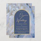 Modern Blue Gold Agate Marble Arch Wedding (Voorkant / Achterkant)
