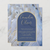 Modern Blue Gold Agate Marble Arch Wedding (Voorkant / Achterkant)