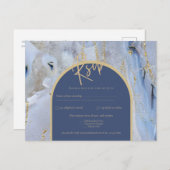 Modern Blue Gold Agate Marble Arch Wedding Briefkaart (Voorkant / Achterkant)