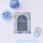 Modern Blue Gold Agate Marble Arch Wedding Flyer (Enkel)