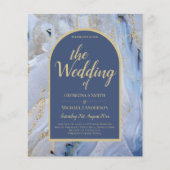 Modern Blue Gold Agate Marble Arch Wedding Flyer (Voorkant)