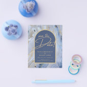Modern Blue Gold Agate Marble Arch Wedding Flyer (Enkel)