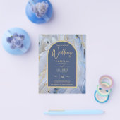 Modern Blue Gold Agate Marble Arch Wedding Flyer (Enkel)