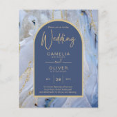 Modern Blue Gold Agate Marble Arch Wedding Flyer (Voorkant)
