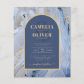 Modern Blue Gold Agate Marble Arch Wedding Flyer (Voorkant)
