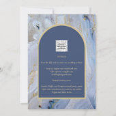 Modern Blue Gold Agate Marble Arch Wedding Kaart (Achterkant)