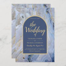 Modern Blue Gold Agate Marble Arch Wedding
