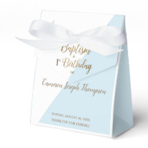 Modern Blue Gold Baby Baptisme eerste verjaardag