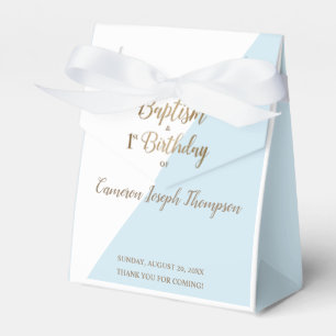 Modern Blue Gold Baby Baptisme eerste verjaardag Bedankdoosjes
