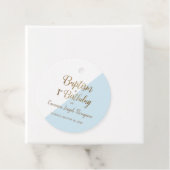 Modern Blue Gold Baptism 1-jarig jongetje Bedankjes Labels (In situ)