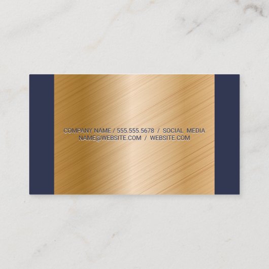 Modern Blue Gold Brushed Visitekaartje (Achterkant)