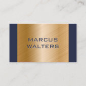 Modern Blue Gold Brushed Visitekaartje (Voorkant)