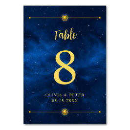 Modern, Blue, Gold, Celestial, Minimalistische Tab Kaart