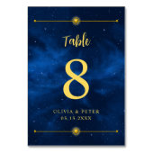 Modern, Blue, Gold, Celestial, Minimalistische Tab Kaart (Achterkant)