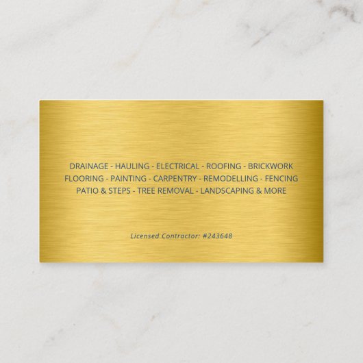 Modern Blue Gold Construction Building Visitekaartje (Achterkant)