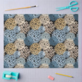 Modern Blue Gold Dahlia Floral Tissuepapier (Craft)