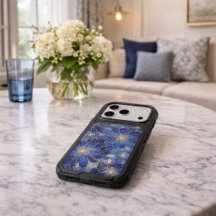 Modern Blue Gold Floral Pattern