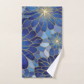 Modern Blue Gold Floral Pattern Bad Handdoek (Handdoek)