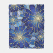 Modern Blue Gold Floral Pattern Fleece Deken (Voorkant)