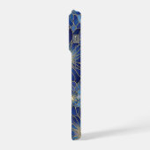 Modern Blue Gold Floral Pattern iPhone Hoesje (Linkerkant)