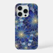 Modern Blue Gold Floral Pattern iPhone Hoesje (Achterkant)