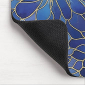 Modern Blue Gold Floral Pattern Muismat (Hoek)