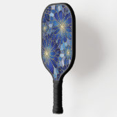 Modern Blue Gold Floral Pattern Pickleball Paddle (Links)