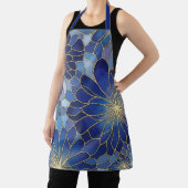 Modern Blue Gold Floral Pattern Schort (Insitu)