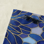 Modern Blue Gold Floral Pattern Strandlaken (In situ)