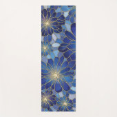 Modern Blue Gold Floral Pattern Yogamat (Voorkant)