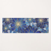 Modern Blue Gold Floral Pattern Yogamat (Voorkant (horizontaal))