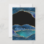 Modern Blue Gold Foil Agate Wedding RSVP Kaartje (Achterkant)