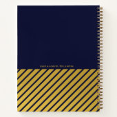 Modern Blue Gold Folie Stripes Mindfulness Journal Notitieboek (Achterkant)