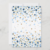 Modern Blue Gold Glitter Confetti Baby shower Kaart (Achterkant)