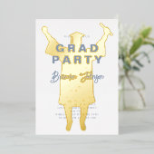 Modern Blue Gold Graduation Party Folie Uitnodiging (Staand Voorkant)