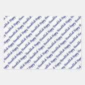 Modern Blue & Gold Happy Hanukkah Stars Inpakpapier Vel (Voorkant)