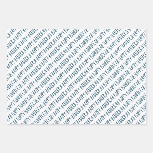 Modern Blue & Gold Happy Hanukkah Stars Inpakpapier Vel (Voorkant)