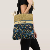 Modern Blue Gold Leopard Glitter - Aangepast Tote Bag (Dichtbij)